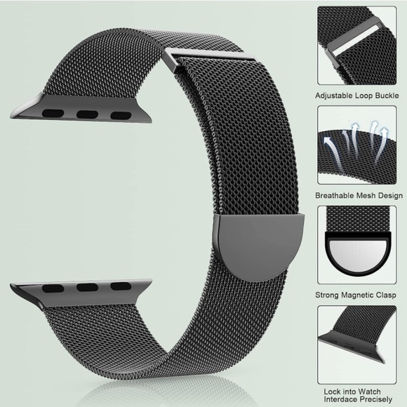 XST Stainless Steel Mesh Loop Magnetic Clasp Replacement Wristband Strap + 2 - Picture 10 of 10